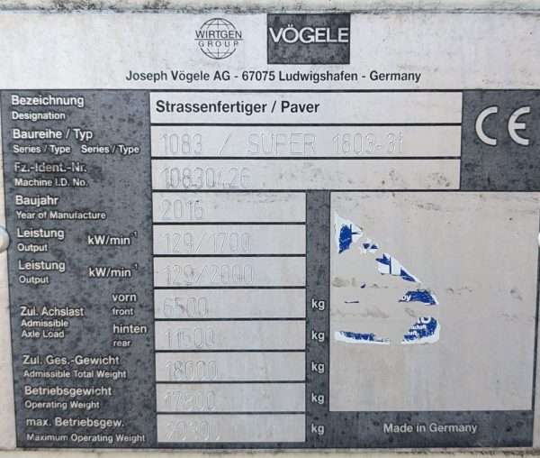 Vogele Super 1803-3i Paver